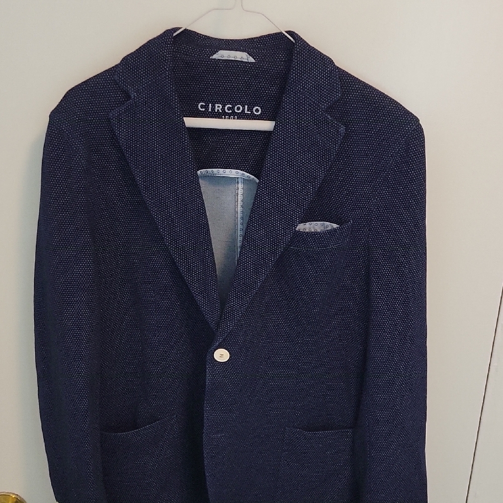 Circolo Navy Single-Button Textured Sport Coat